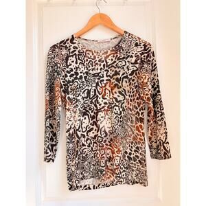 Leggiadro A Round Neck Lione Tunic Tee in Leopard Print Size 2 295$ MSRP